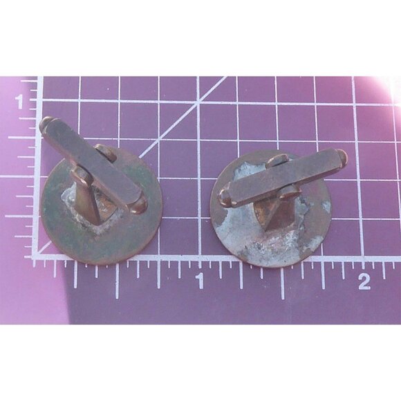 Vintage Copper & Enamel Mid-Century Modern Abstract Cufflinks - Picture 3 of 4